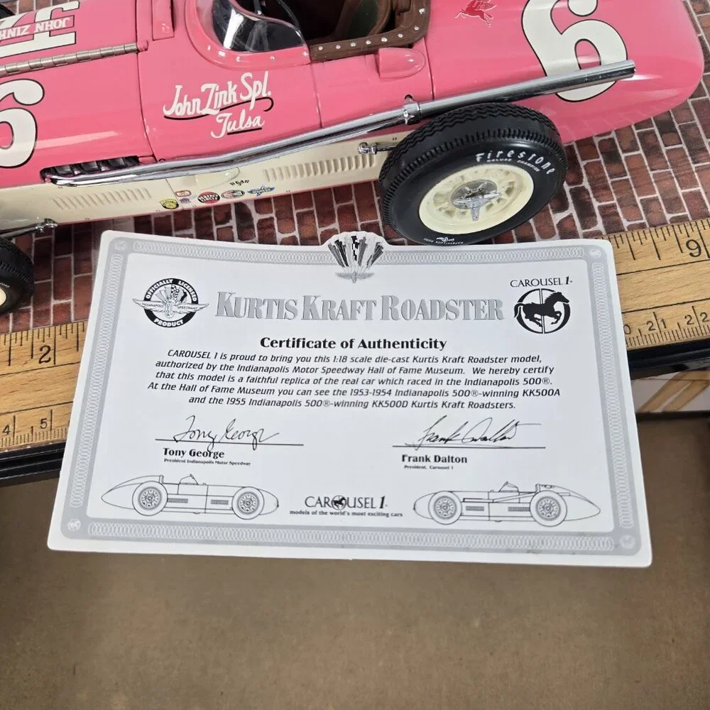 Carousel 1 1955 Indy 500 Winner Sweikert Kurtis Kraft Race Car Pink 4501 1/18 - Picture 7 of 11